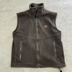 Hard Rock Synchilla Fleece Vest Mens Sz Medium Brown MontrealCanada Zip Pockets